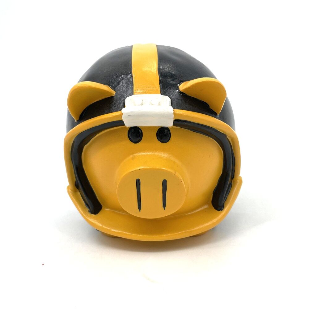 Vintage Forever Pittsburgh Steelers NFL Ceramic Helmet Piggy Bank Black Gold 8x6